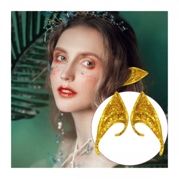 Elf and Goblin Ear Tips Glitter Gold- 10cm