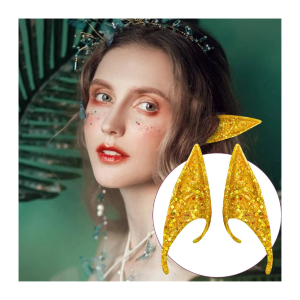 Elf and Goblin Ear Tips Glitter Gold- 12cm