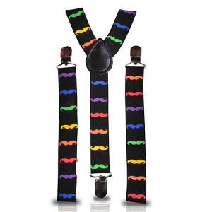 Suspenders Rainbow Mustache Pattern