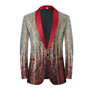 Sequin Blazer Ombre Gold & Red