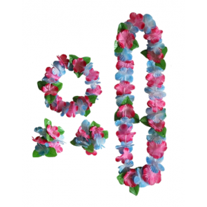 Flower Garland Hawaiian Set - Pink & Blue