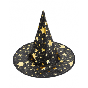 Shiny Star Witch Hat - Black