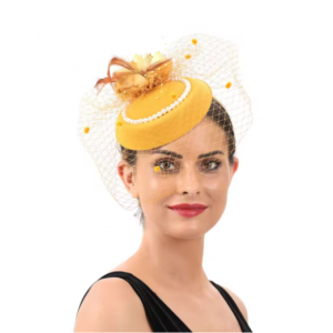 20s Vintage Pillox mini hat - Yellow