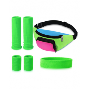 80s Neon Fanny Pack Set - Green