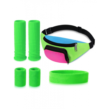 80s Neon Fanny Pack Set - Green
