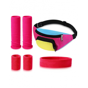 80s Neon Fanny Pack Set - Pink
