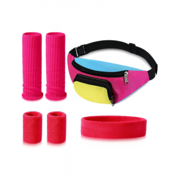 80s Neon Fanny Pack Set - Pink