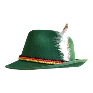 Oktoberfest Hat with Feather Traditional Bavarian - Green