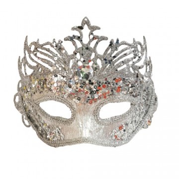 Silver Glittered Masquerade Eye Mask