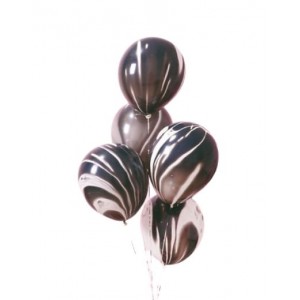 Balloons - Marble Agate Black 12 inch - 5 pcs