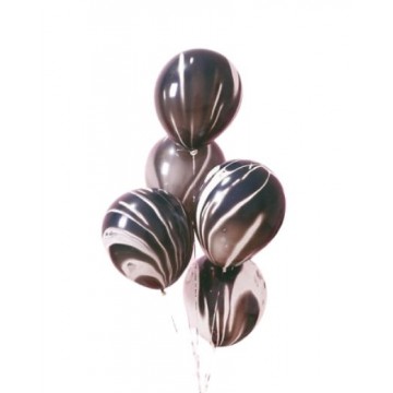 Balloons - Marble Agate Black 12 inch - 5 pcs