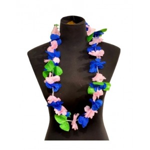Flower Garland Tropical Hawaiian - PINK & DARK BLUE