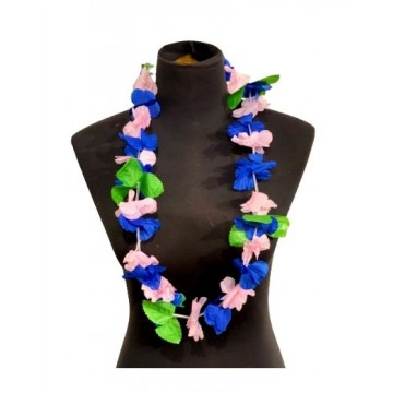 Flower Garland Tropical Hawaiian - PINK & DARK BLUE