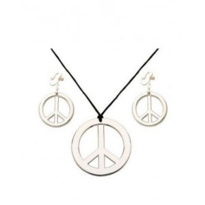 Peace necklace and earring set - silver