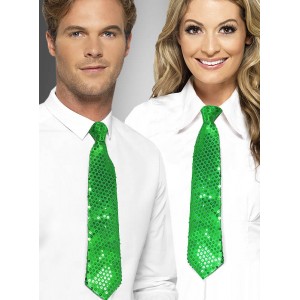 Green Sequin Zipper Neck Tie