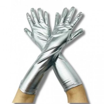 Metallic Long Gloves - Silver