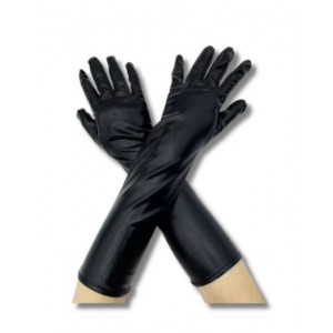 Metallic Long Gloves - Black