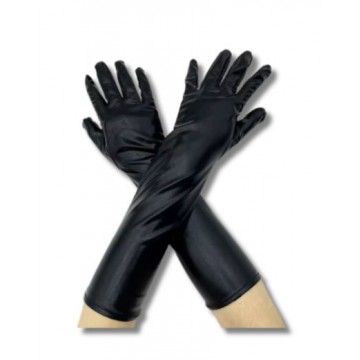 Metallic Long Gloves - Black