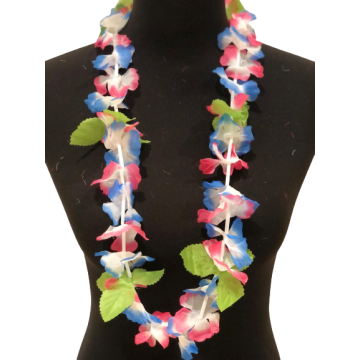 Flower Garland Tropical Hawaiian - Blue & Pink