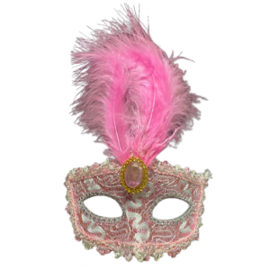 Feathered Lace Masquerade - Pink