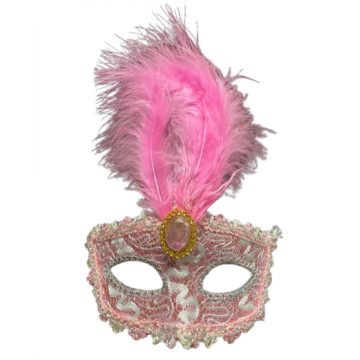 Feathered Lace Masquerade - Pink