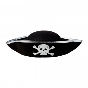 Pirate Hat Silver and Black Tricorn Kids