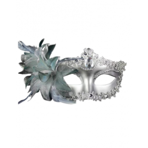 Victorian Sequin Flower Mask - SILVER