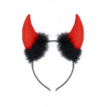 Red Devil Headband with Black Furr