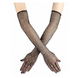 Gloves with Rhinestones Fishnet