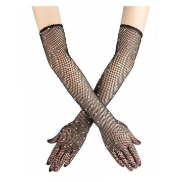 Gloves with Rhinestones Fishnet