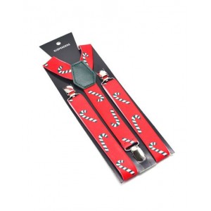 Suspenders Candy Cane - Red