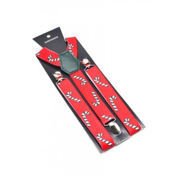 Suspenders Candy Cane - Red