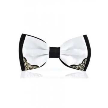 Bow tie with Gold Tip - White & Black
