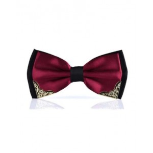 Bow tie with Gold Tip - Red Wine & Black