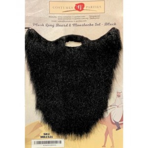 Plush Long Beard & Moustache Set - Black