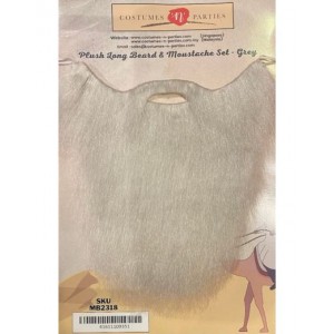 Plush Long Beard & Moustache Set - Grey