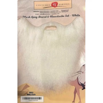 Plush Long Beard & Moustache Set - White
