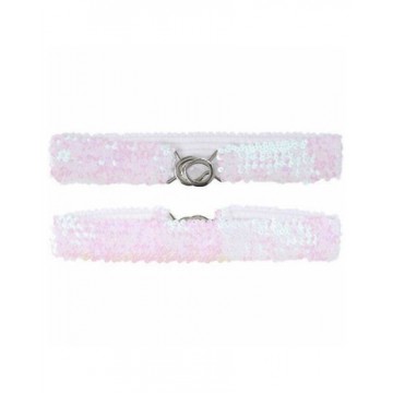 Sequin Belt White