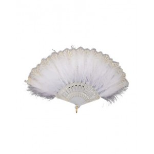 Hand Fan Fluffy Feather - White