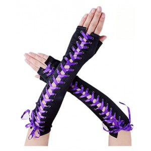 GLOVES FINGERLESS GOTHIC LACE LONG - Purple