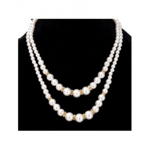 Faux Pearl Necklace - Gold