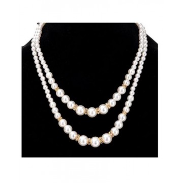 Faux Pearl Necklace - Gold