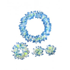 Flower Garland Ti leaf Lei hawaiian Set Blue