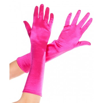 Gloves Long Satin - Fuchsia