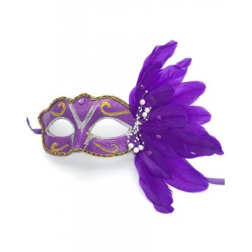 Masquerade Feather Eye mask - Purple