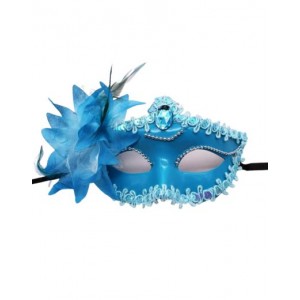 Victorian Sequin Flower Mask - Light Blue