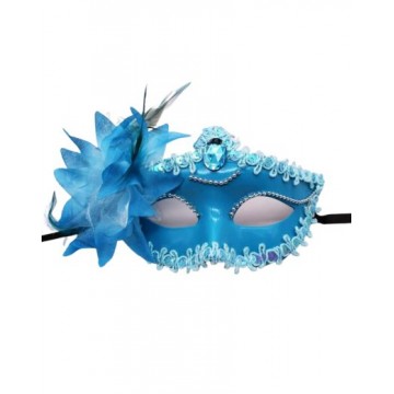 Victorian Sequin Flower Mask - Light Blue