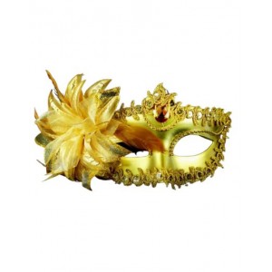 Victorian Sequin Flower Mask - Gold