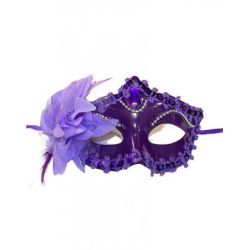 Victorian Sequin Flower Mask - Purple