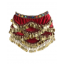 Velvet Belly Dance Scarf w Multicolour Diamond - Maroon